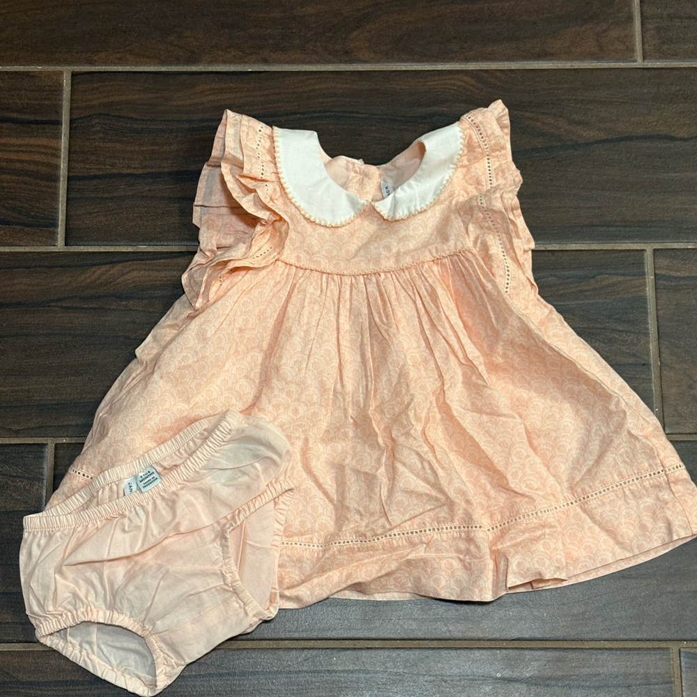 Janie and Jack Peach Floral Dress with Bloomers